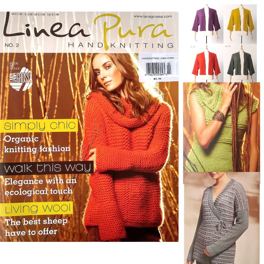 Linea Pura #2 Sweaters Knitting Pattern Book Lana Grossa 15 Designs Fall-Spring
